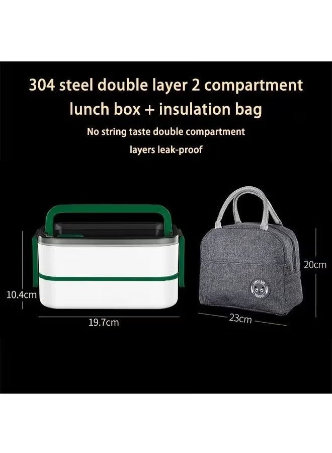 VOGMAX Tableware Bento Box,  Heat Preservation, Double-layer stainless steel Lunch Box, Food Grade Portable Student Lunch Box Multicolour ‎21.5 x 11.5 x 10.5 cm - Image 3